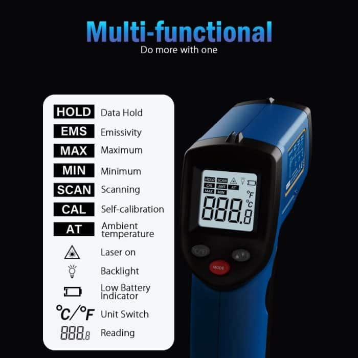 Benetech GM321 Digitales nichtkontaktes Infrarot-Thermometer, Batterie nicht enthalten – Bild 7