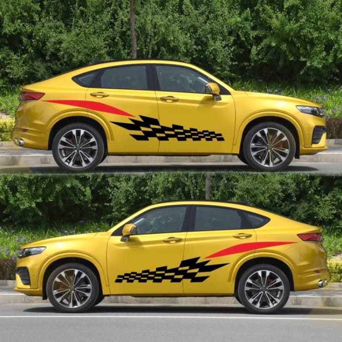 2 Teile/satz D-538 Kariertes Totem Muster Auto Modifizierte Dekorative Aufkleber – Bild 4