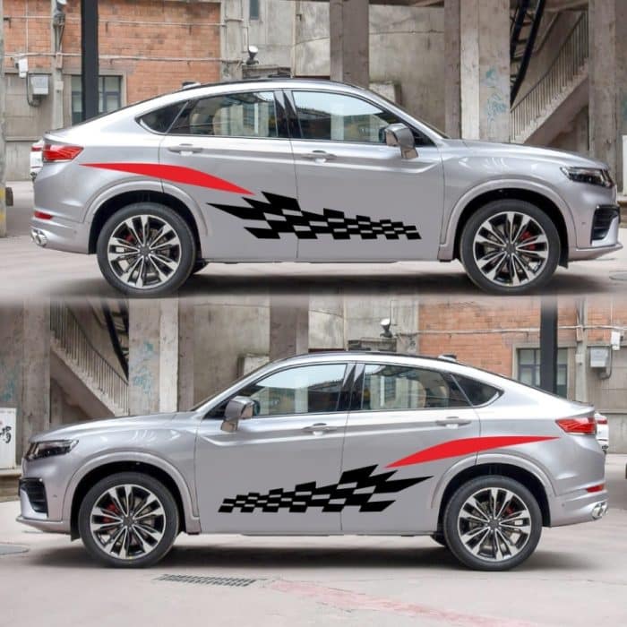 2 Teile/satz D-538 Kariertes Totem Muster Auto Modifizierte Dekorative Aufkleber – Bild 5