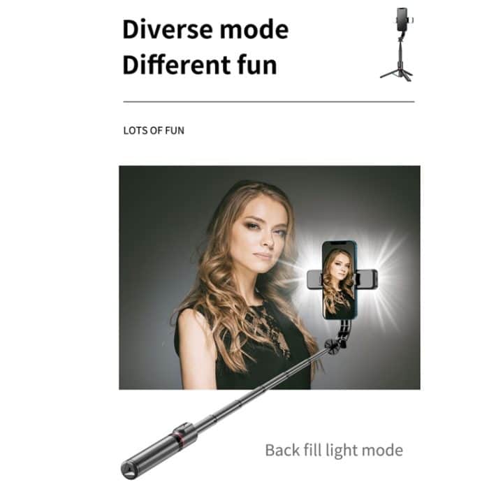 L12D Bluetooth-Fernbedienung Abnehmbarer Fülllicht-Stativ Selfie-Stick-Telefonhalter – Bild 6