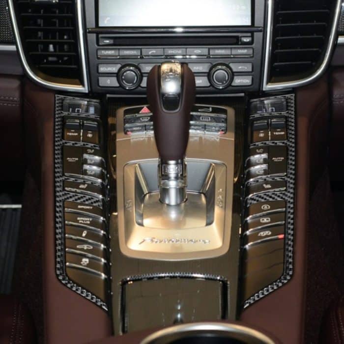 Dekorativer Aufkleber für den zentralen Steuerknopfrahmen aus Kohlefaser für Porsche Panamera 2010–2016, Links- und Rechtsantrieb – Bild 5