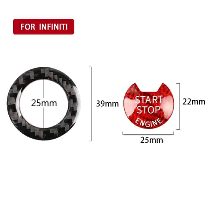 Auto-Kohlefaser-Ein-Knopf-Start-Dekorationsaufkleber für Infiniti Q50 2014-2020 / Q60 / QX60, For Infiniti Q50 2014-2020(Black + Red), For Infiniti Q50 2014-2020(Black), For Infiniti Q50 2014-2020(Red) – Bild 4