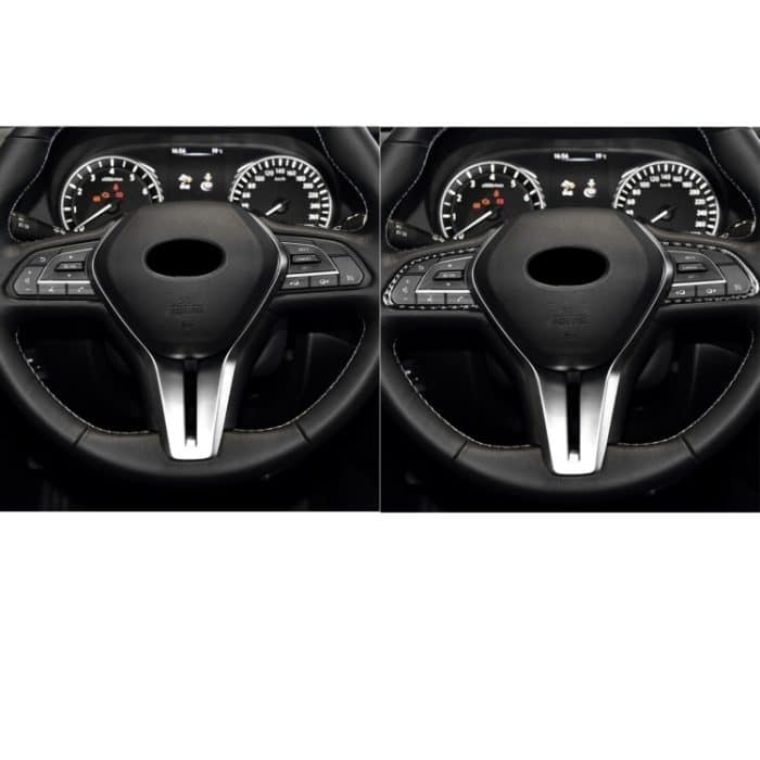 Auto-Lenkradknöpfe aus Kohlefaser, dekorativer Aufkleber für Infiniti Q50 2014–2020 / Q60 / QX60, Steering Wheel Buttons(Black), Steering Wheel Buttons(Red) – Bild 5