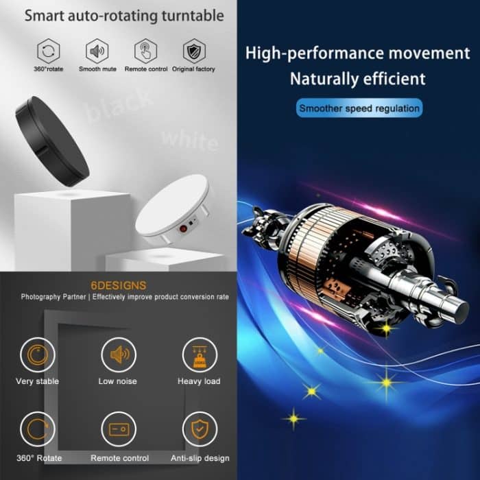 60 cm großer drehbarer Präsentationsständer für Videoaufnahmen, Belastung: 100 kg, 60cm, Charging Power, US Plug, 60cm, Charging Power, EU Plug, 60cm, Charging Power, UK Plug, 60cm, Charging Power, AU Plug – Bild 2