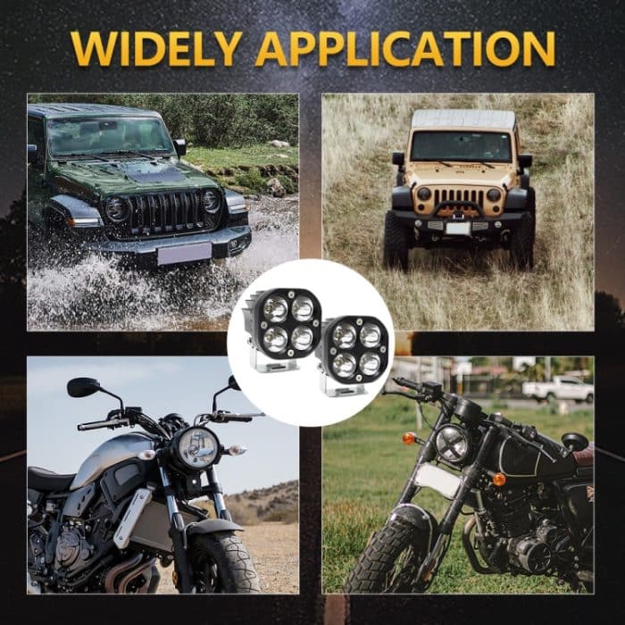 Auto 3 Zoll 4LEDs Scheinwerfer 20W / 2000LM / 6000K / DC9-80V, Continuous Spotlight(White Light), Continuous Spotlight(Yellow Light) – Bild 5