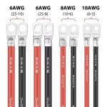 Auto 50 cm rotes + schwarzes Batterie-Wechselrichterkabel aus reinem Kupfer, 10AWG 6-5, 8AWG 10-6, 6AWG 25-8, 6AWG 25-10 – Bild 6
