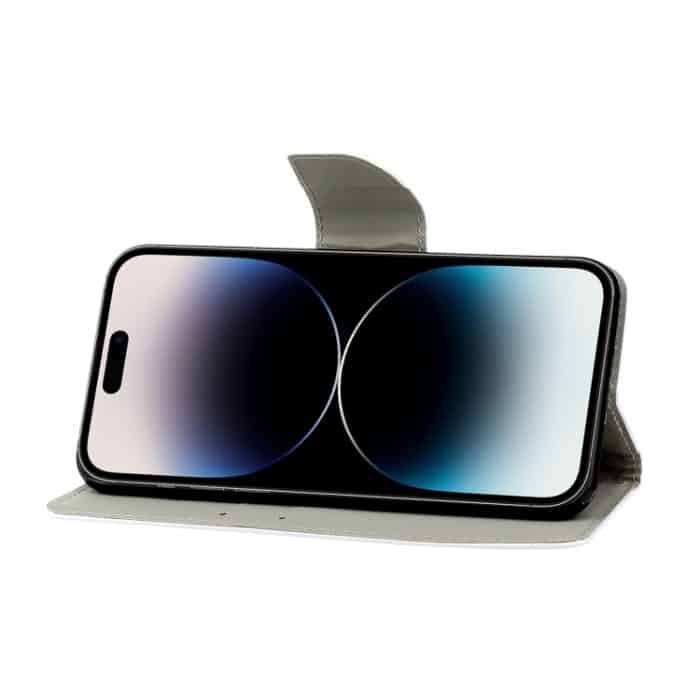 Handyhülle aus Leder mit farbiger Zeichnung, For iPhone 14 Pro – Bild 4