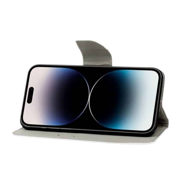 Handyhülle aus Leder mit farbiger Zeichnung, For iPhone 14 Pro Max – Bild 4