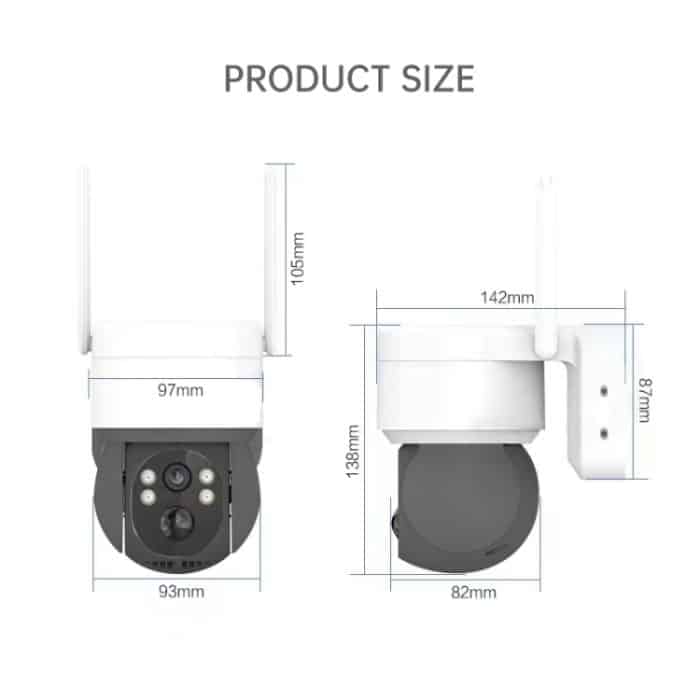 T34 2MP HD IP66 wasserdichte kabellose WLAN-Solarkamera, T34 White, T34 Black – Bild 3