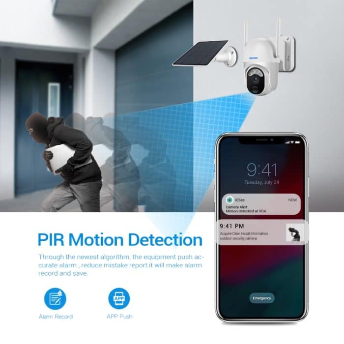 ESCAM QF103 3MP Cloud-Speicher PT WIFI PIR-Alarm-IP-Kamera mit Solarpanel-Batterieunterstützung Vollfarb-Nachtsicht und Zwei-Wege-Audio – Bild 5
