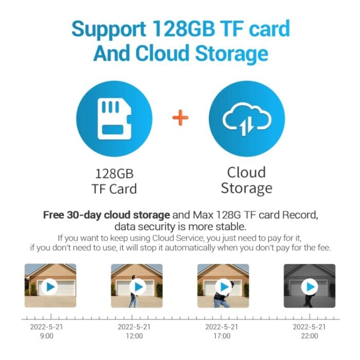 ESCAM QF103 3MP Cloud-Speicher PT WIFI PIR-Alarm-IP-Kamera mit Solarpanel-Batterieunterstützung Vollfarb-Nachtsicht und Zwei-Wege-Audio – Bild 9