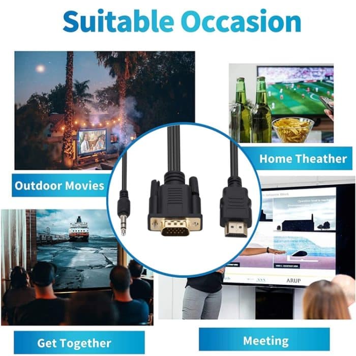 HDMI-zu-VGA-Adapterkabel mit Audio, Länge 1,8 m – Bild 6