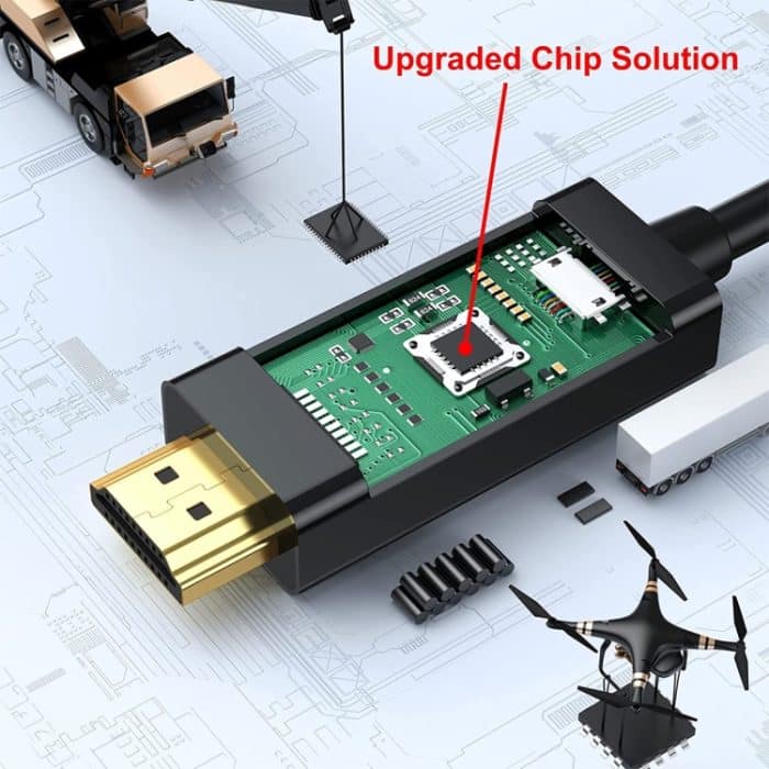HDMI-zu-USB+DisplayPort-Adapterkabel mit Netzteil, Länge: 1,8 m, 180cm – Bild 4