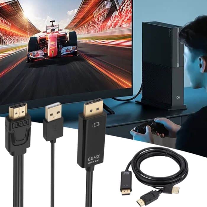 HDMI-zu-USB+DisplayPort-Adapterkabel mit Netzteil, Länge: 1,8 m, 180cm – Bild 6