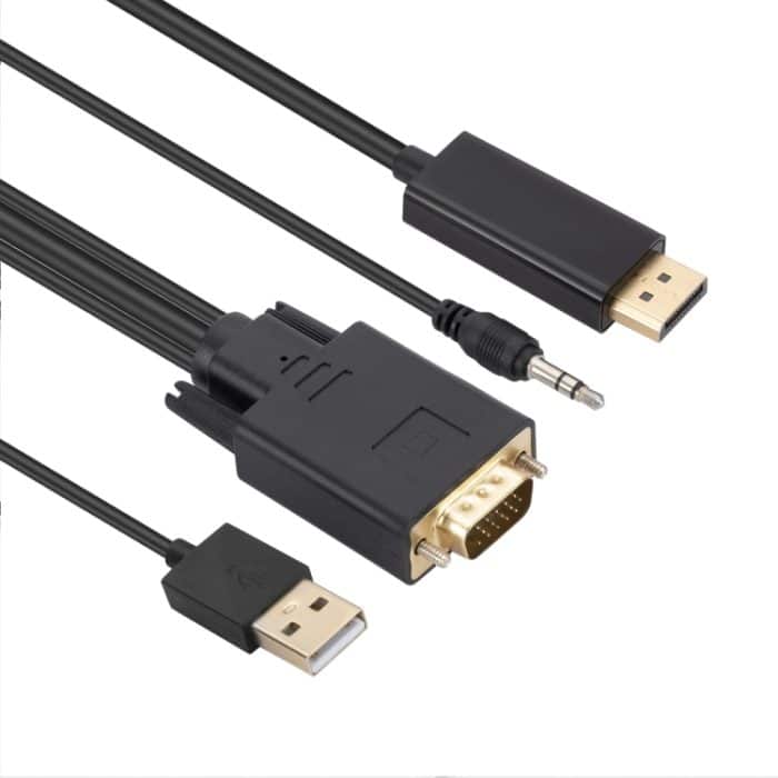 EDA003885301A.jpg VGA-zu-DisplayPort-Adapterkabel mit Audioband-Stromversorgung, Länge: 1,8 m – Bild 1