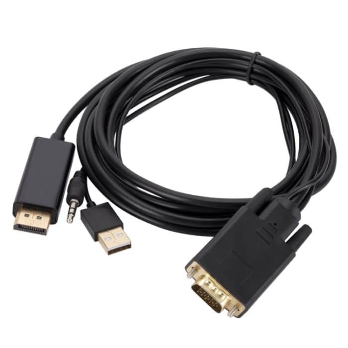 VGA-zu-DisplayPort-Adapterkabel mit Audioband-Stromversorgung, Länge: 1,8 m – Bild 2