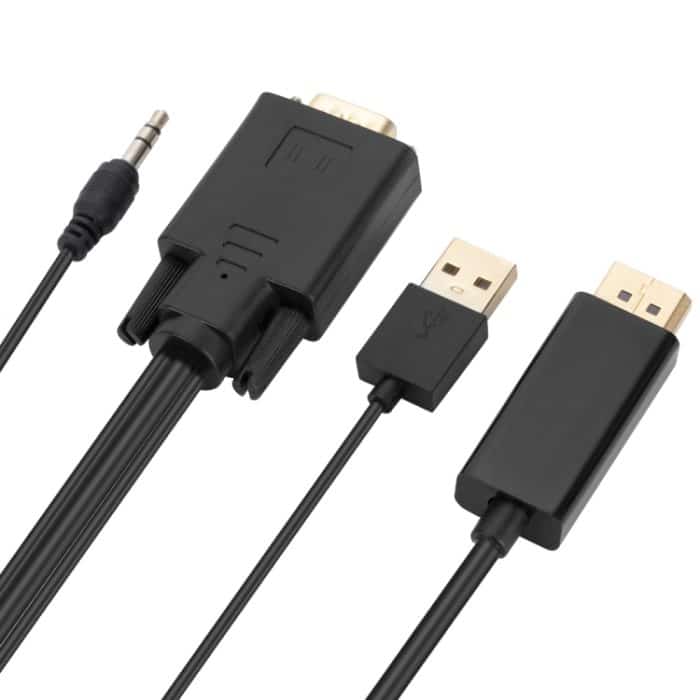 VGA-zu-DisplayPort-Adapterkabel mit Audioband-Stromversorgung, Länge: 1,8 m – Bild 3