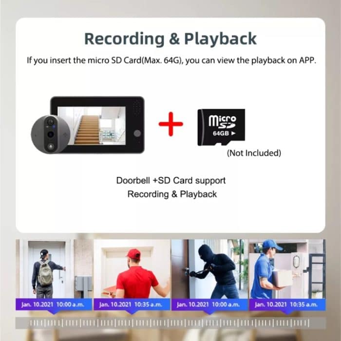 SY-38 4,3-Zoll-WIFI-Türklingel-Viewer unterstützt Nachtsicht, Bewegungserkennung und Remote-Sprache – Bild 3