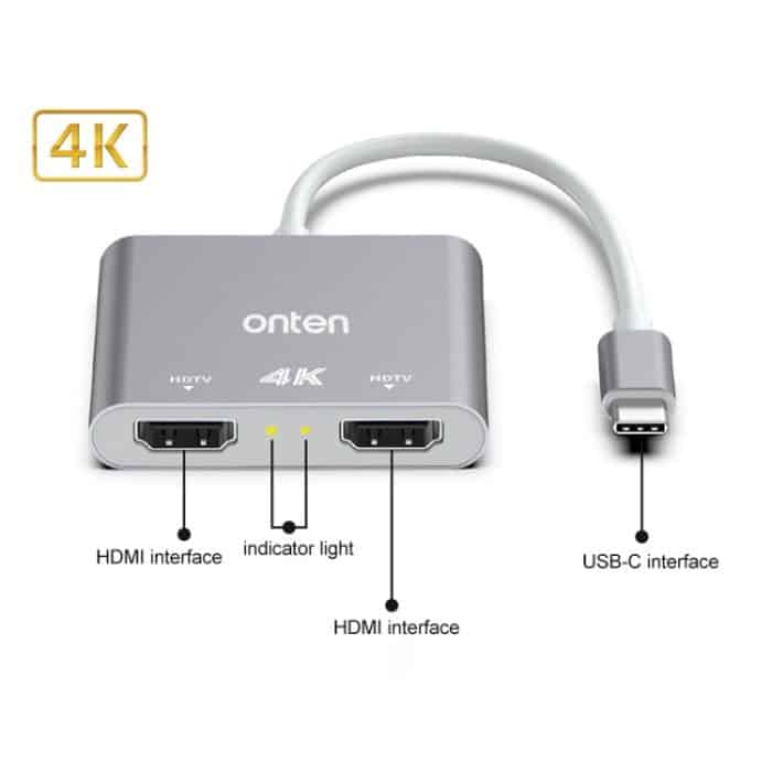 Onten OTN-9175B 4K USB-C/Typ-C auf Dual-HDMI-Ausgangskonverter, OTN-9175B – Bild 3