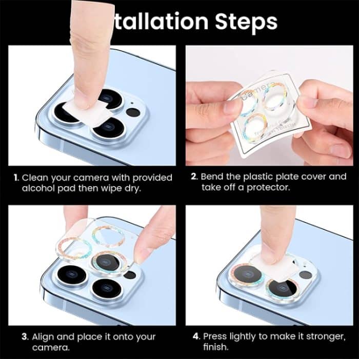 50 Stück gehärtetes Glas mit CD-Textur für die Rückseite der Kamera, For iPhone 14 Pro Max / 14 Pro (50 PCS) – Bild 6