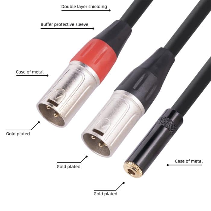 TC227YXK402-03 3,5-mm-Buchse auf Dual-XLR-3-Pin-Stecker-Audiokabel, Länge: 30 cm, 3.5mm F to 2 x XLR M – Bild 5