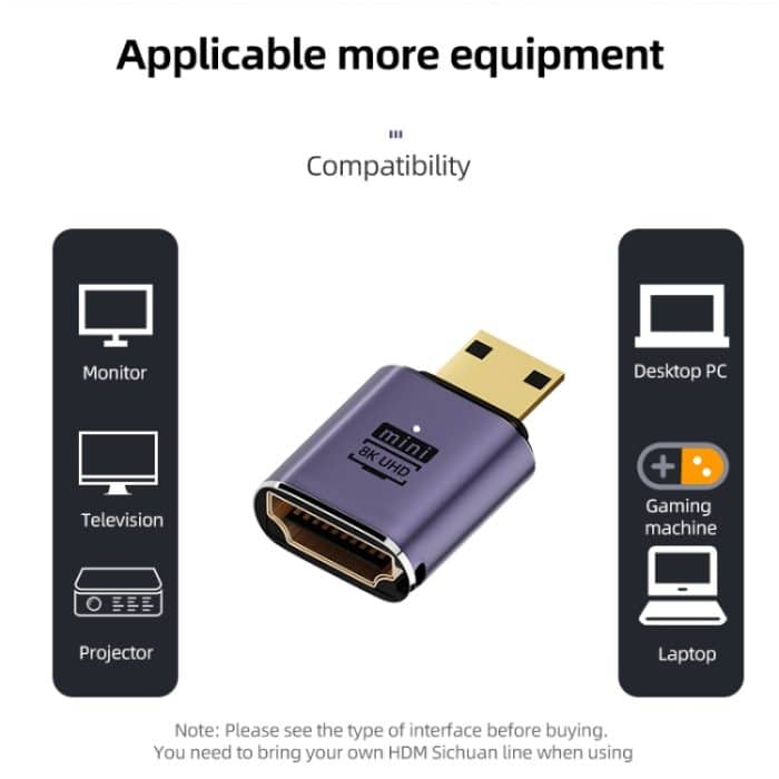 8K HDMI 2.1 auf Mini-Adapter, D8K-01, D8K-02, D8K-03, D8K-04, D8K-05, C8K-01, C8K-02, C8K-03, C8K-04, C8K-05, C8K-06, C8K-07 – Bild 5