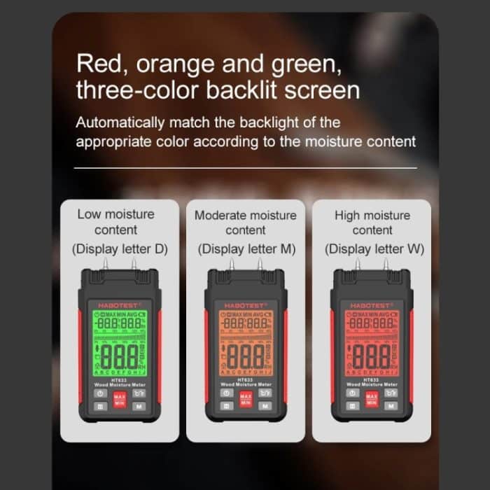 HABOTEST HT633 Tragbares, multifunktionales Digitalanzeige-Holzfeuchtemessgerät – Bild 11