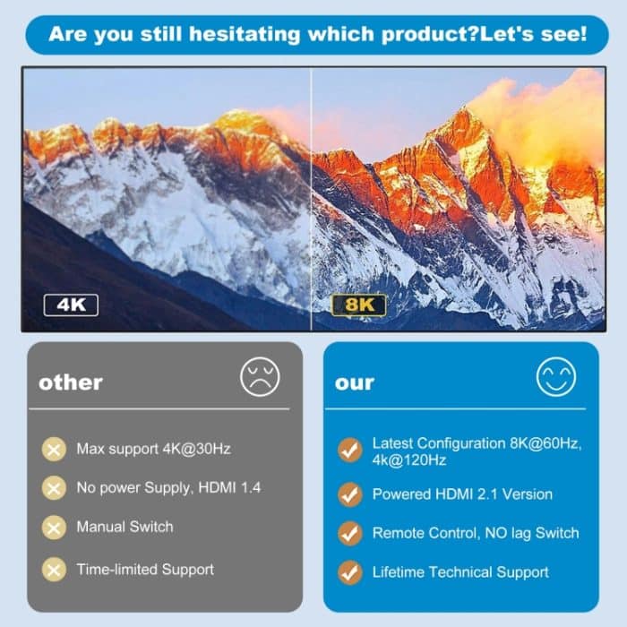 NK-H31 8K 3-in-1-HDMI-Umschalter für Xbox PS4 PS5 Roku UHD-TV-Monitor-Projektor – Bild 7