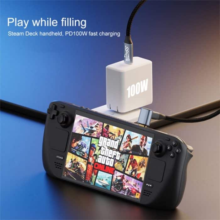 Für Steam Deck Gen 100W USB-C/Typ-C-Stecker auf USB-C/Typ-C-Buchse, gebogenes Stereo-Verlängerungskabel, 0.5m, 1m, 1.5m, 2m, 3m – Bild 6