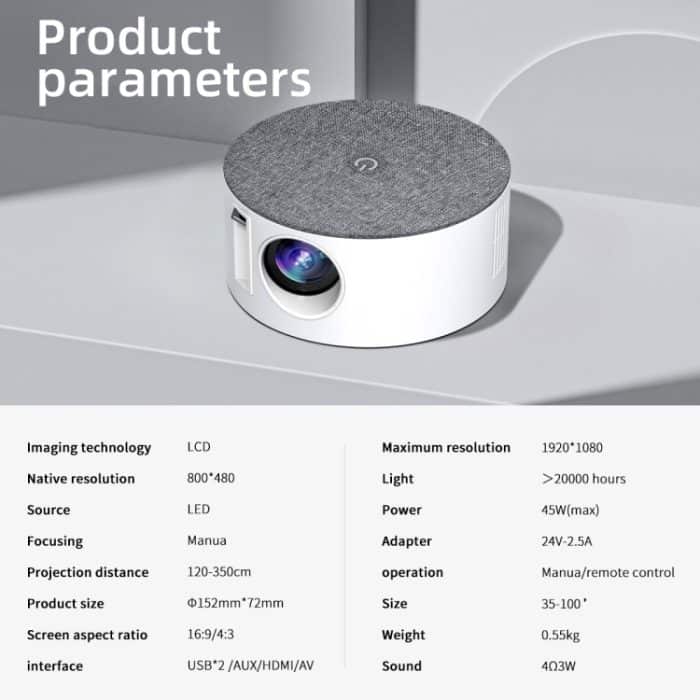 T2 800 x 480 1000 Lumen LED HD Mini-Projektor, Spezifikation: EU-Stecker – Bild 4