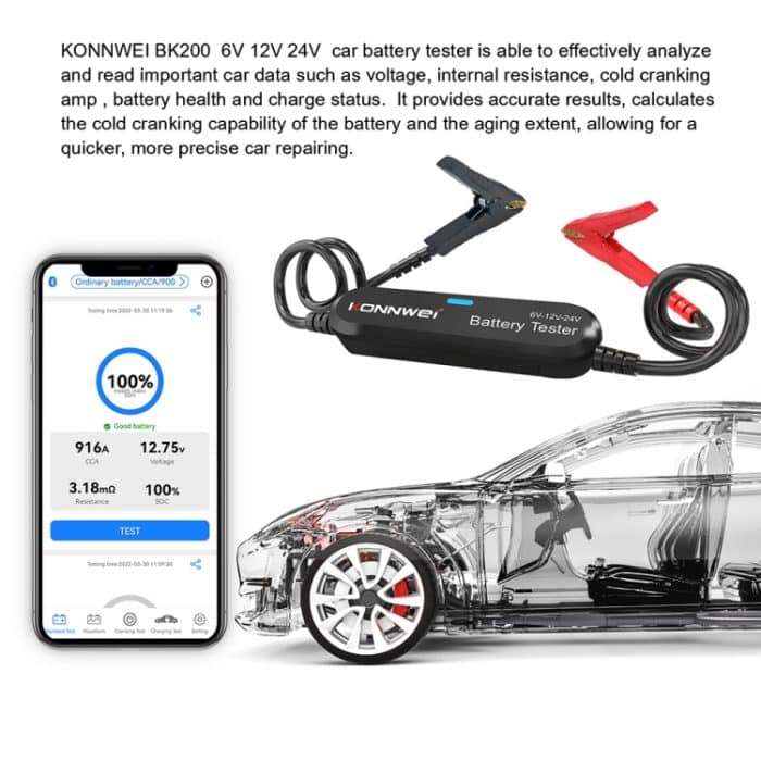 KONNWEI BK200 6V/12V/24V Auto-Bluetooth-Batterietester – Bild 5