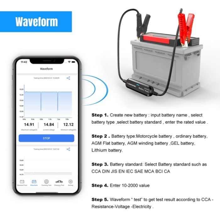 KONNWEI BK200 6V/12V/24V Auto-Bluetooth-Batterietester – Bild 7