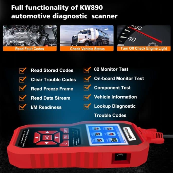 KONNWEI KW 890 2 in 1 Auto OBD2 Fehlerdetektor + Wartungslicht Reset – Bild 3