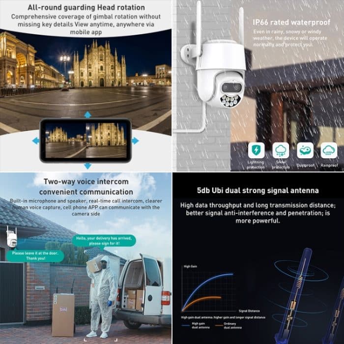 QX82 400 W Dual-Screen-Zweikanal-Synchronüberwachungs-IP-Kamera, AU Plug, US Plug, EU Plug, UK Plug – Bild 9