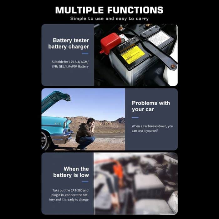 CAT-280 2-in-1-Autobatterieladegerät und Batterietester mit Farbdisplay – Bild 5