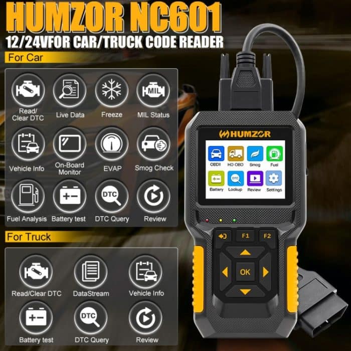 HUMZOR NC601 12-24V Auto- und LKW-OBD2-Scan-Tool-Diagnosetool – Bild 4