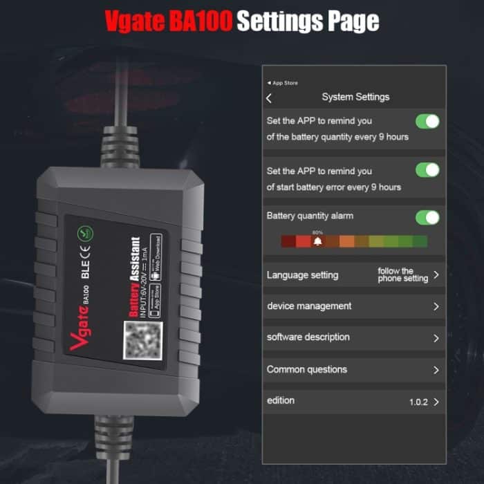 Vgate BA100 Auto 12V Bluetooth 4.0 Battery Assistant Analyzer Tester – Bild 10