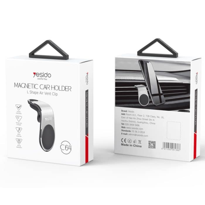 Yesido C64 Auto-Lüftungsschlitz, starker magnetischer Handyhalter, C64 (Silver), C64 (Black) – Bild 4
