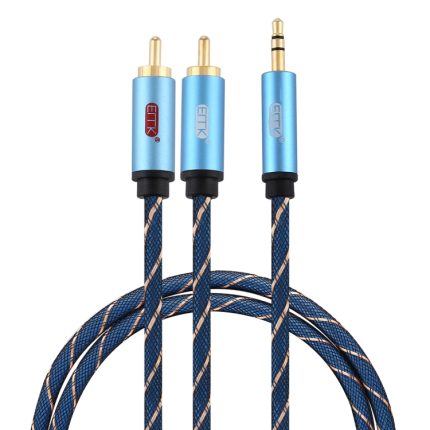 EMK 3,5-mm-Klinkenstecker auf 2 x Cinch-Stecker, vergoldeter Stecker, Lautsprecher-Audiokabel, 1m, 1.5m, 2m, 3m, 5m