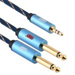 EMK 3,5-mm-Klinkenstecker auf 2 x 6,35-mm-Klinkenstecker, vergoldeter Stecker, Nylongeflecht, AUX-Kabel für Computer/X-BOX/PS3/CD/DVD, 1m, 1.5m, 2m, 3m, 5m – Bild 2