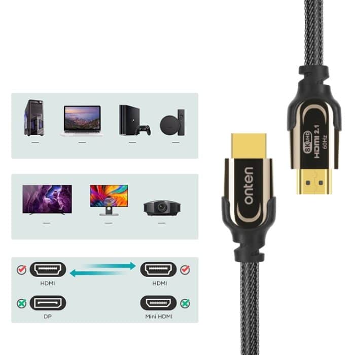 Onten HD180 HDMI 2.1 Version 8K HD Audiokabel, 2m, 3m – Bild 4