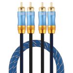 EMK 2 x Cinch-Stecker auf 2 x Cinch-Stecker, vergoldeter Stecker, Nylongeflecht, Koaxial-Audiokabel für TV/Verstärker/Heimkino/DVD, 1m, 1.5m, 2m, 3m, 5m