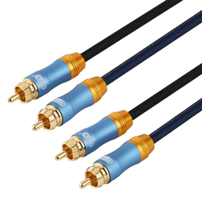 EMK 2 x Cinch-Stecker auf 2 x Cinch-Stecker, vergoldeter Stecker, Nylongeflecht, Koaxial-Audiokabel für TV/Verstärker/Heimkino/DVD, 1m, 1.5m, 2m, 3m, 5m – Bild 2