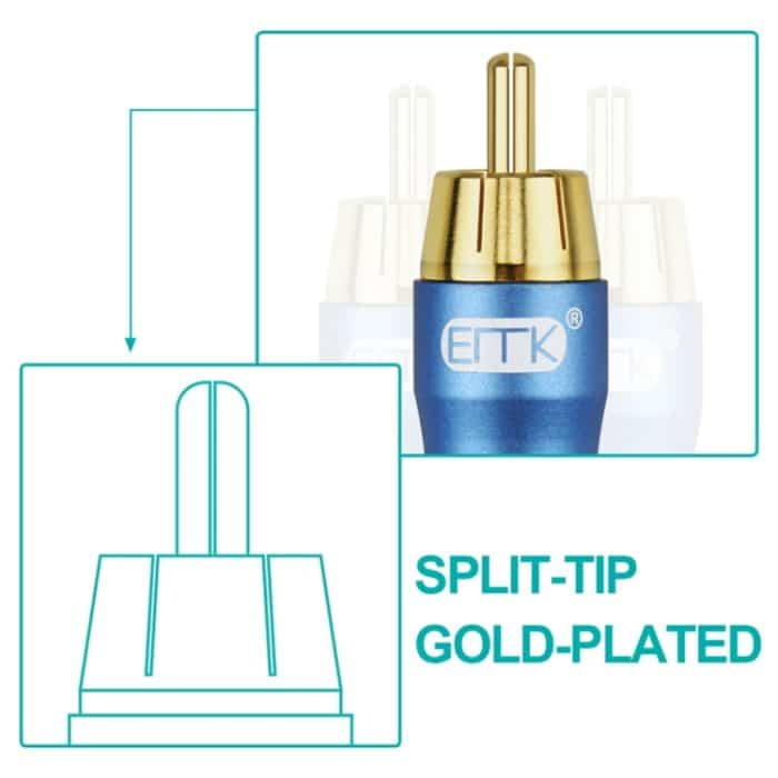 EMK 2 x Cinch-Stecker auf 2 x Cinch-Stecker, vergoldeter Stecker, Nylongeflecht, Koaxial-Audiokabel für TV/Verstärker/Heimkino/DVD, 1m, 1.5m, 2m, 3m, 5m – Bild 6