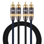 EMK 2 x Cinch-Stecker auf 2 x Cinch-Stecker, vergoldeter Stecker, Nylongeflecht, Koaxial-Audiokabel für TV/Verstärker/Heimkino/DVD, 1m, 1.5m, 2m, 3m, 5m