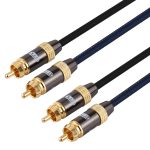 EMK 2 x Cinch-Stecker auf 2 x Cinch-Stecker, vergoldeter Stecker, Nylongeflecht, Koaxial-Audiokabel für TV/Verstärker/Heimkino/DVD, 1m, 1.5m, 2m, 3m, 5m – Bild 2