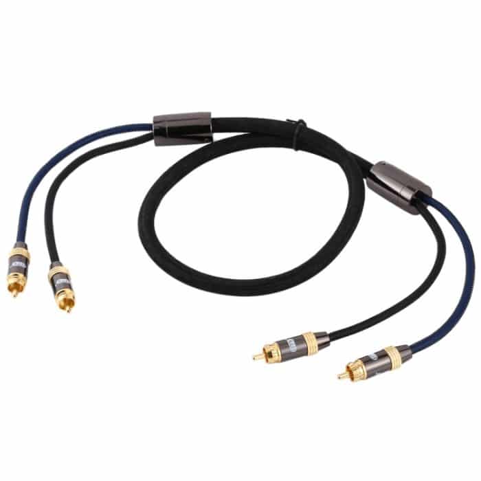 EMK 2 x Cinch-Stecker auf 2 x Cinch-Stecker, vergoldeter Stecker, Nylongeflecht, Koaxial-Audiokabel für TV/Verstärker/Heimkino/DVD, 1m, 1.5m, 2m, 3m, 5m – Bild 3