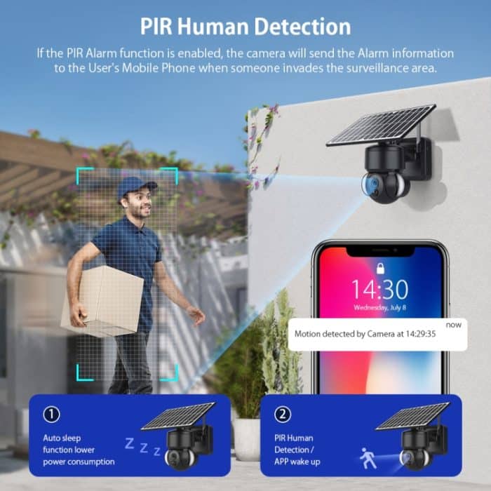 SHIWOJIA IP66 wasserdichte 4G 3MP Solar Dome IP-Kamera, Zwei-Wege-Audio & PIR-Bewegungserkennung & Nachtsicht, EU, AU – Bild 6