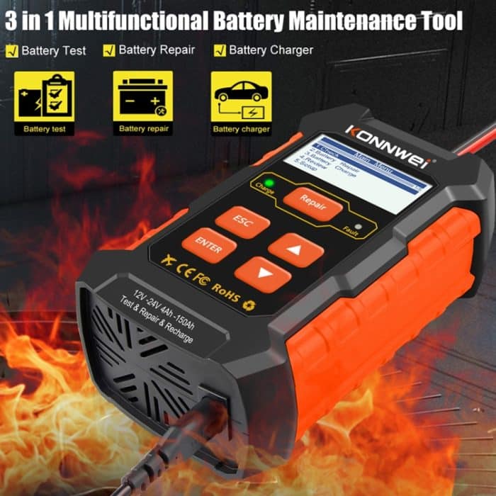 KONNWEI KW520 12V / 24V 3-in-1-Autobatterietester mit Erkennungs-, Reparatur- und Ladefunktion, KW520 – Bild 2