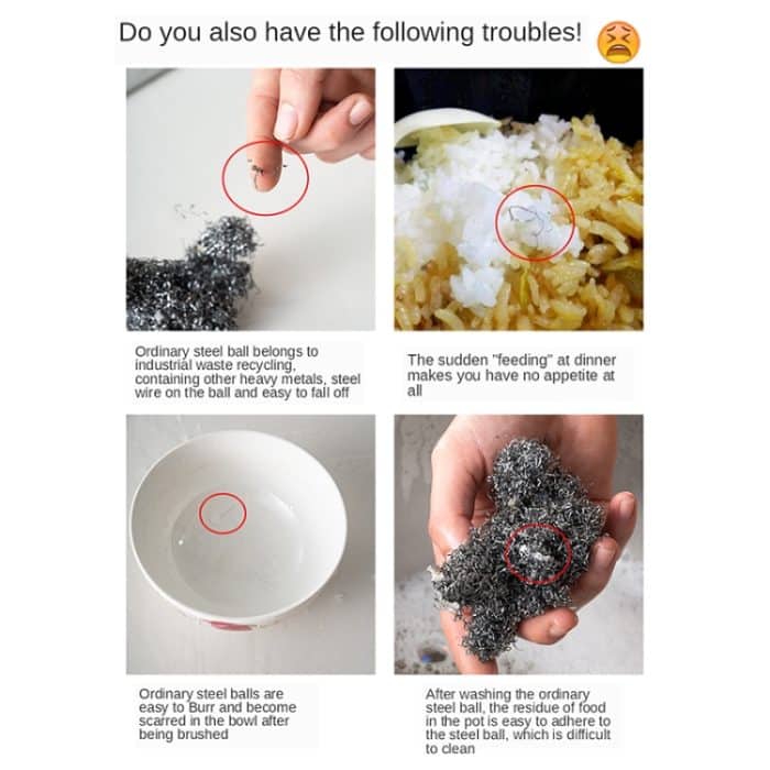 Edelstahl-Rundeisen-Reiniger, Topfbürste, Schrubber, Haushalts-Kochgeschirr, Küchen-Reinigungswerkzeug, 4 x 4 inch, 5 x 5 inch, 6 x 6 inch, 7 x 7 inch, 8 x 8 inch – Bild 6